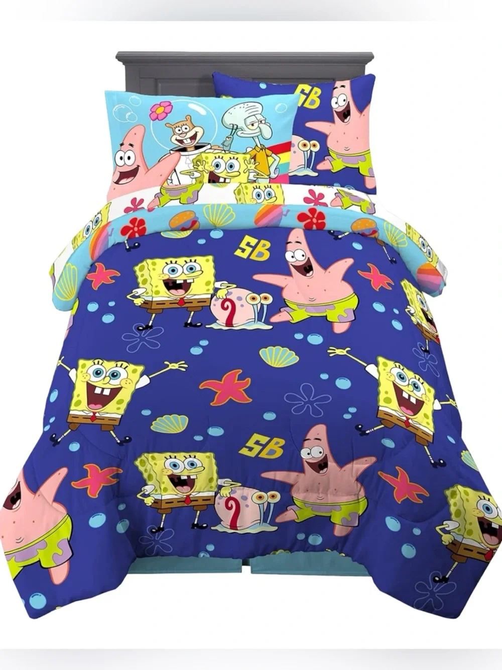 SpongeBob SquarePants Twin 5 Pc Kids Bedding Set Comforter Pillowcase Sheets New